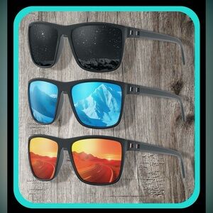 NWT 3PK POLARIZED SUNGLASSES,UNISEX,BLACK FRAMES, LIGHT, NO SLIP RUBBER NOSe😎🔥🔥🔥